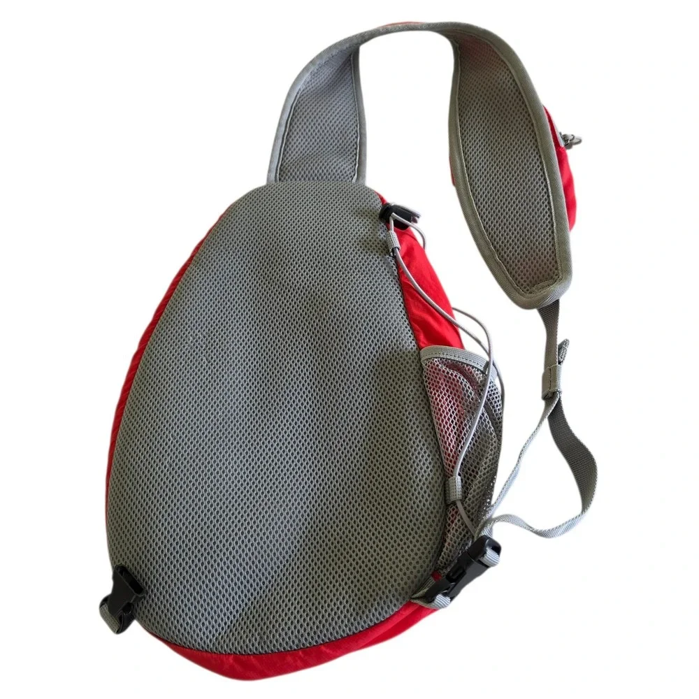 Eddie Bauer Ripstop Nylon Sling Backpack Single Strap Daypack Bag Red/Gray, 2012